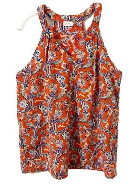 Pixley Halter Neckline Paisley Pattern Sleeveless Blouse Racer Back Straight Hem